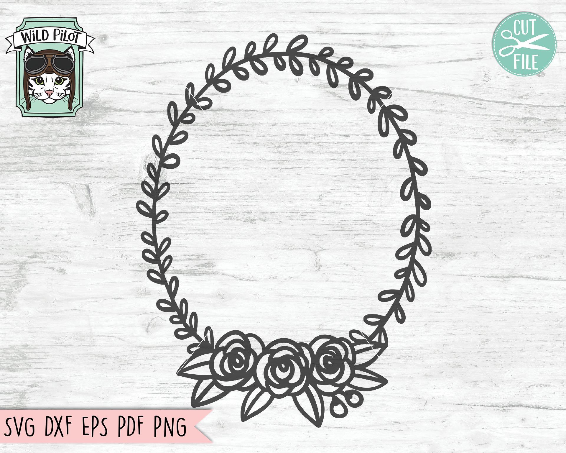 Download Oval Floral Monogram Wreath Frame Svg Cut File So Fontsy