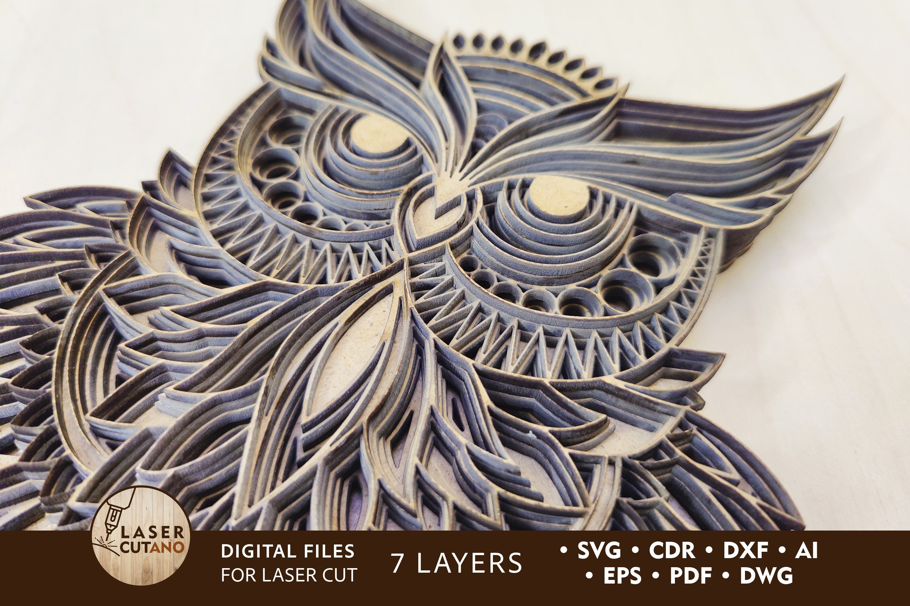 Owl Multilayer Laser Cut Files Mandala Svg 3d Design So Fontsy