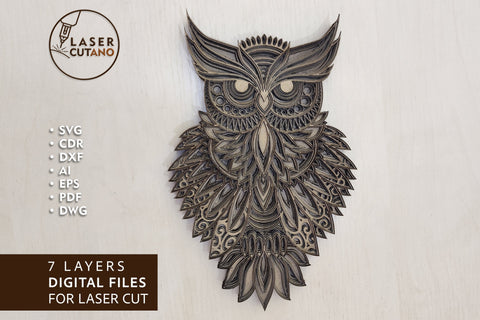 Download Owl Multilayer Laser Cut Files Mandala Svg 3d Design So Fontsy