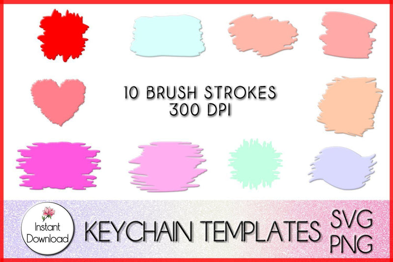 Paint Brush Strokes svg, Keychain PNG, Circle Keyring, keychain