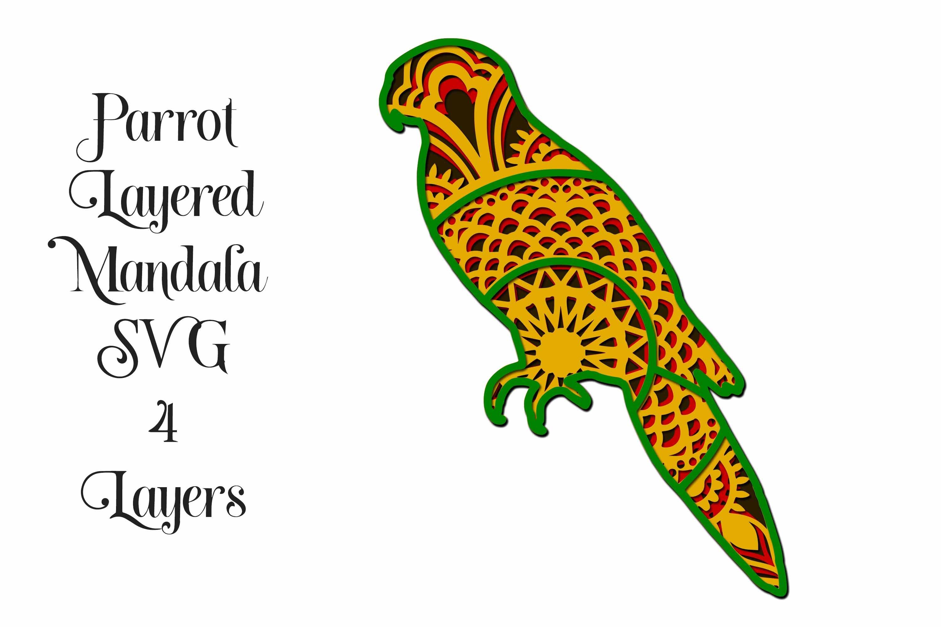 Download Parrot Mandala Layered Svg File Tropical Bird So Fontsy