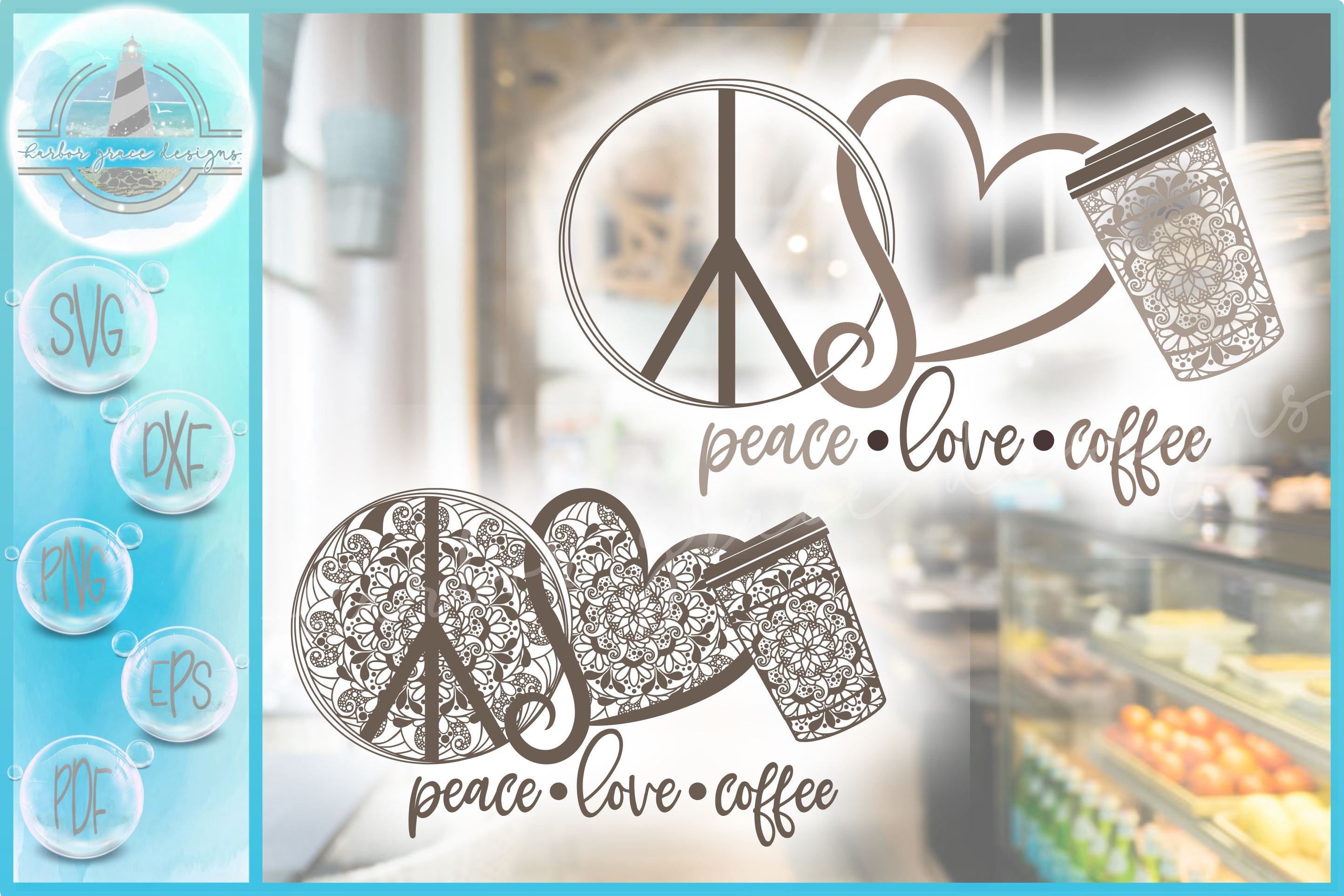 Download Peace Love Coffee Mandala Svg So Fontsy