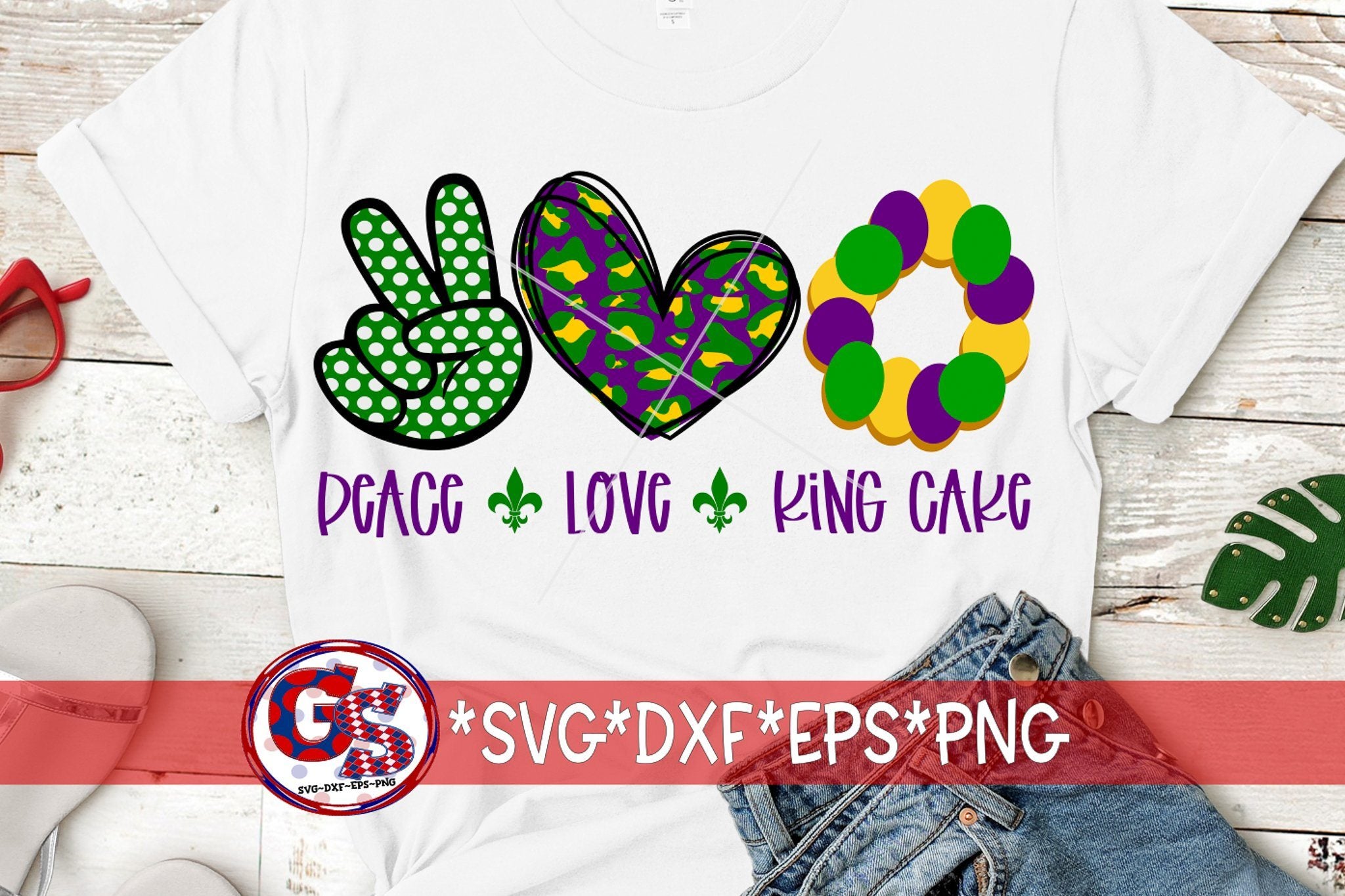 Download Peace Love King Cake Svg Dxf Eps Png Mardi Gras Svg So Fontsy