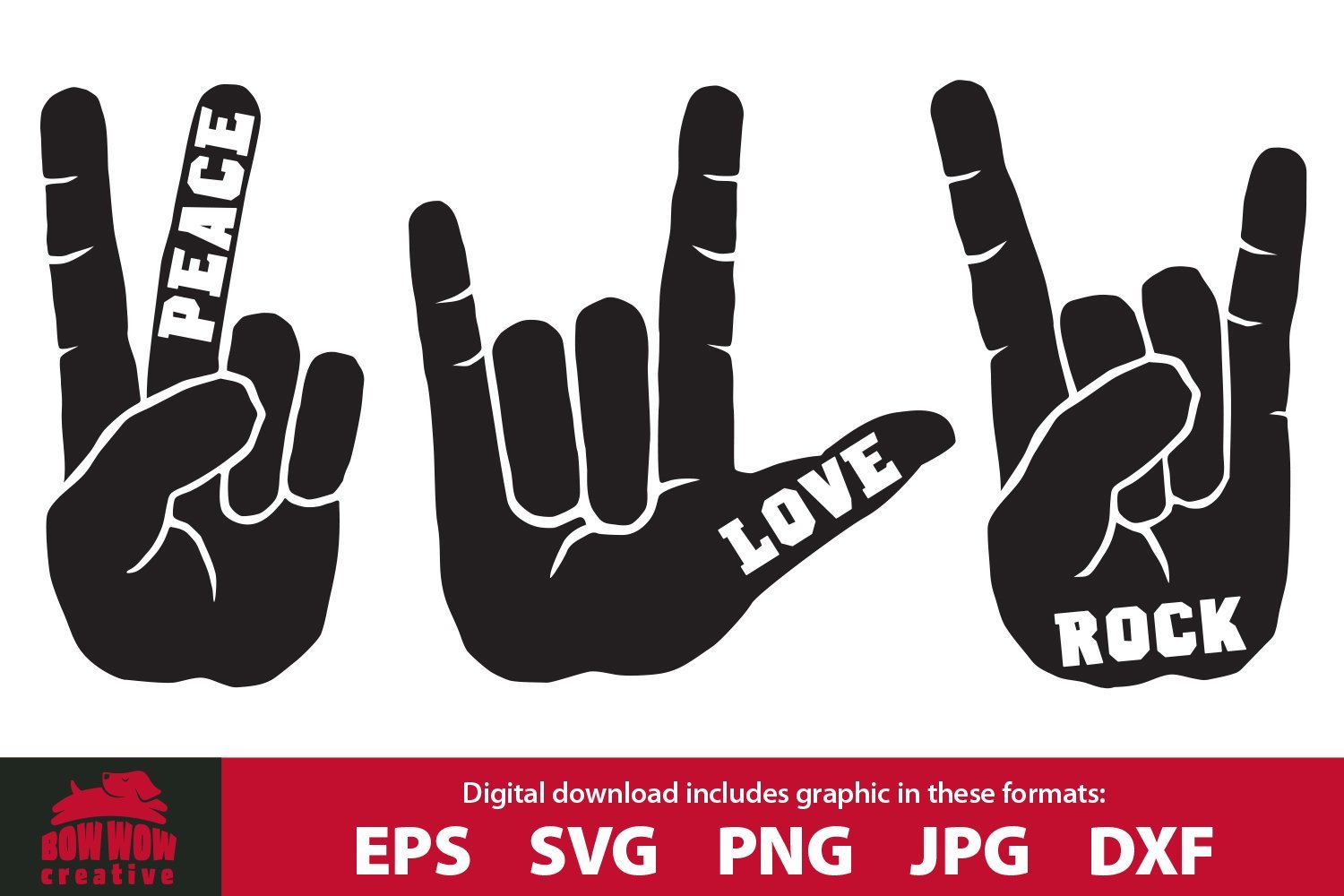 Peace Love Rock Hand Sign Gesture Svg Cutting File Clipart So Fontsy