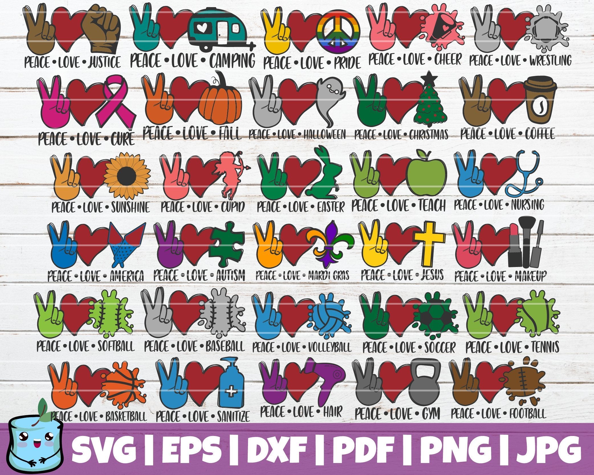 Download Peace Love Svg Bundle So Fontsy