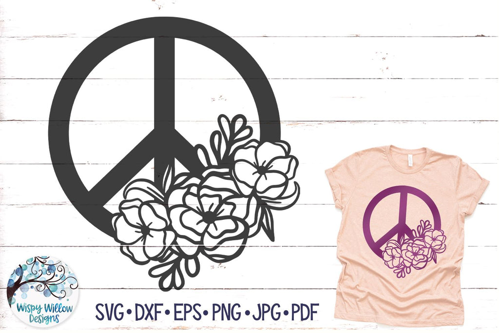 Peace Sign with Flowers SVG - So Fontsy