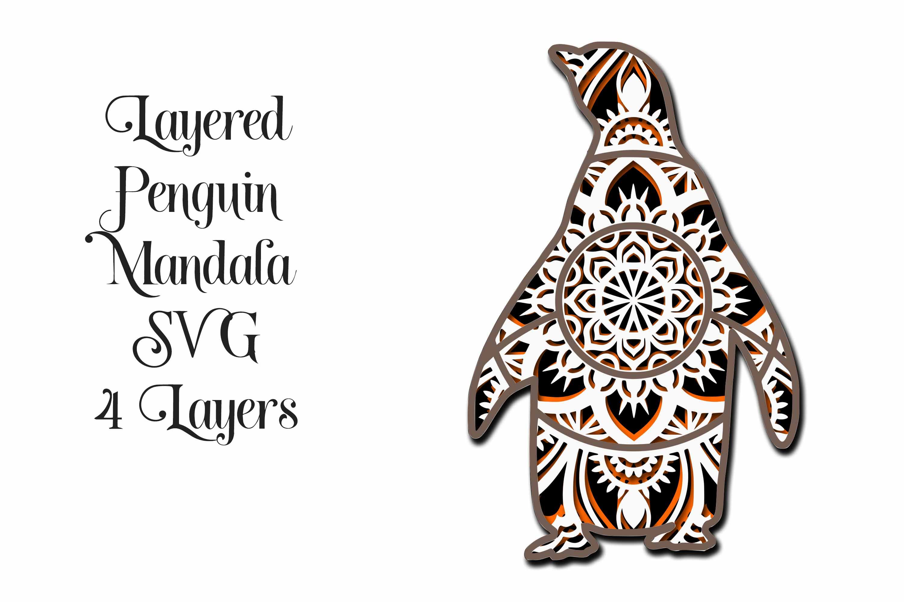 Download Penguin Mandala 3d Layered Svg 4 Layers So Fontsy