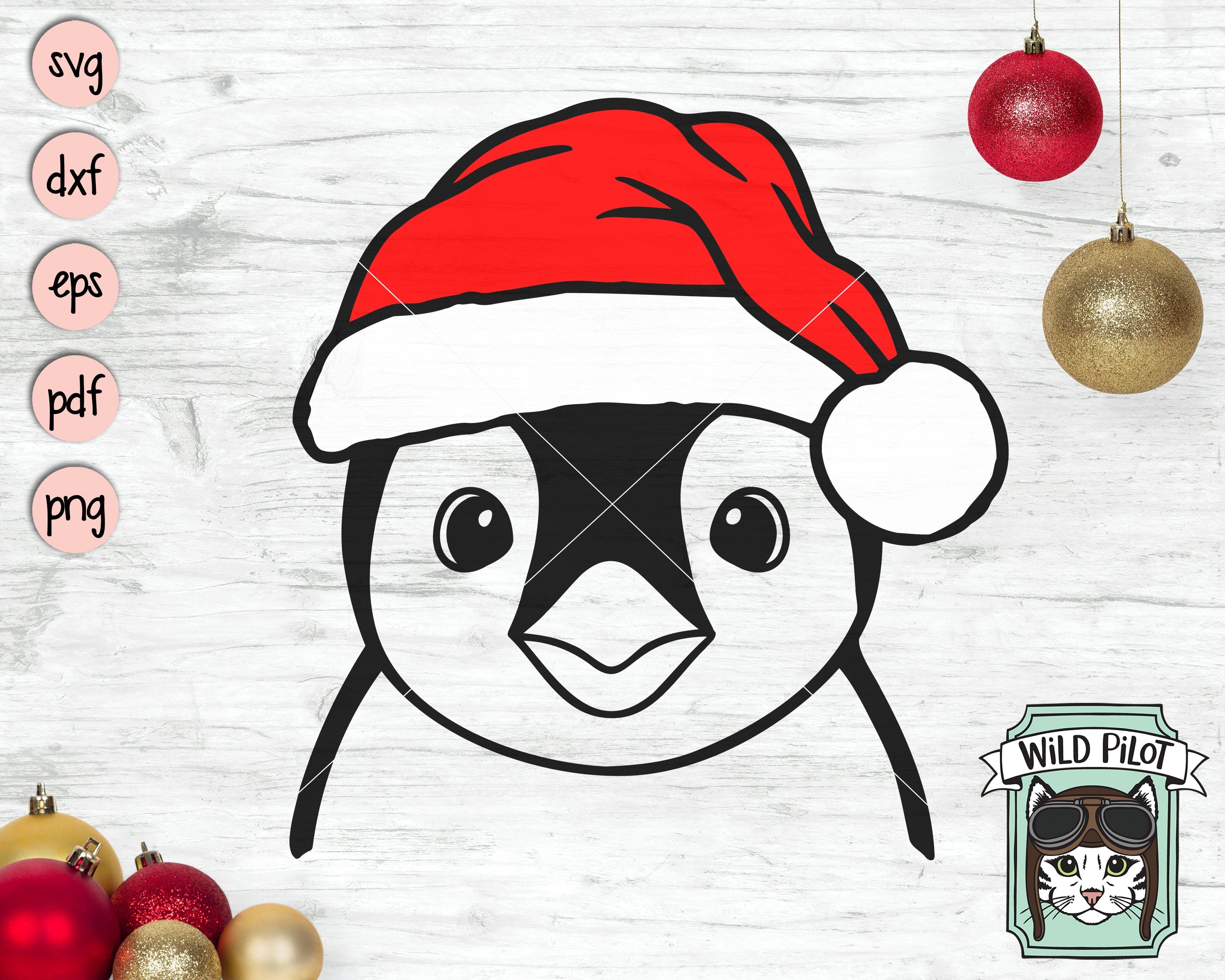 penguin with santa hat clipart svg