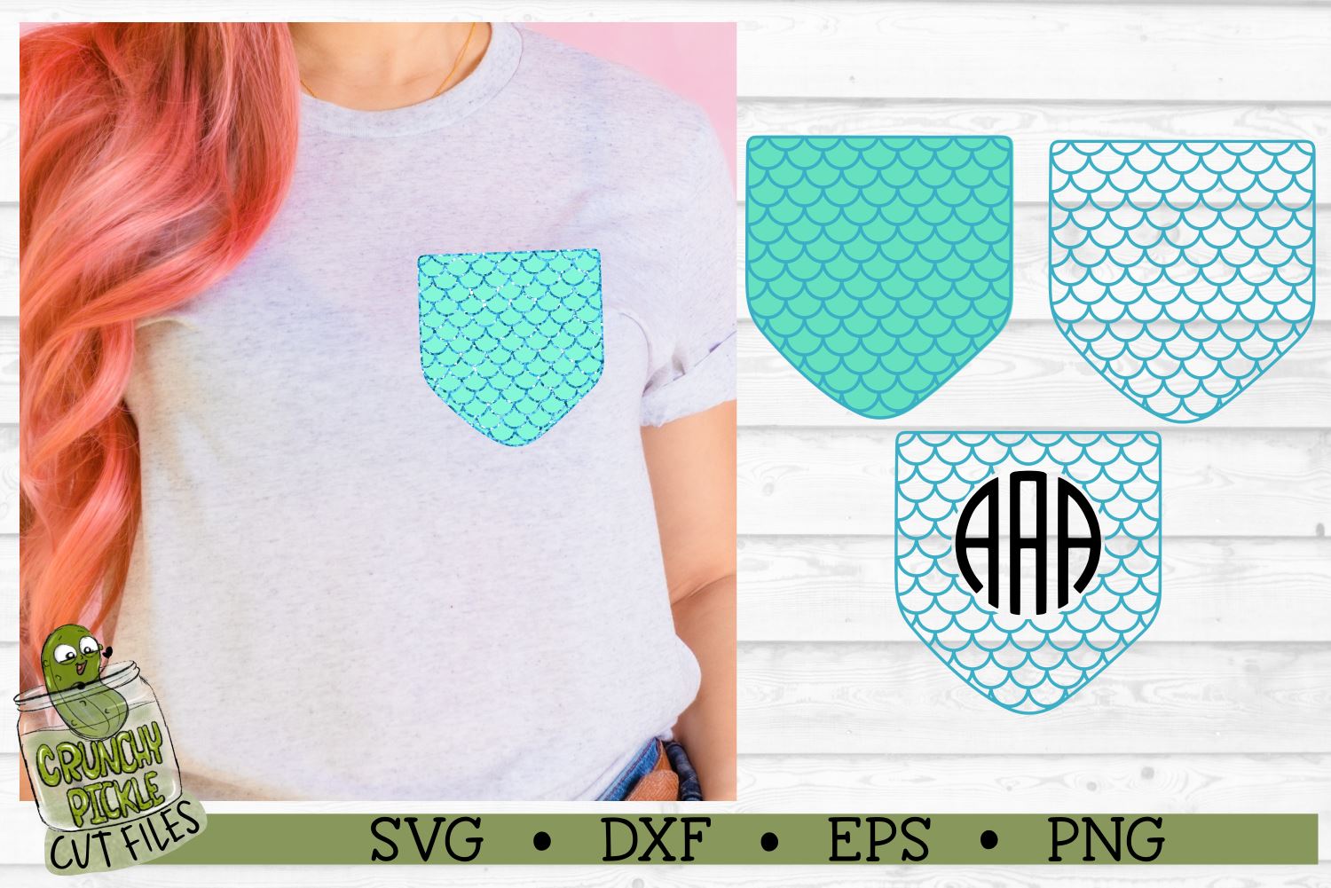 Download Pickle Pockets Monogram Pocket Mermaid Scales Svg File So Fontsy