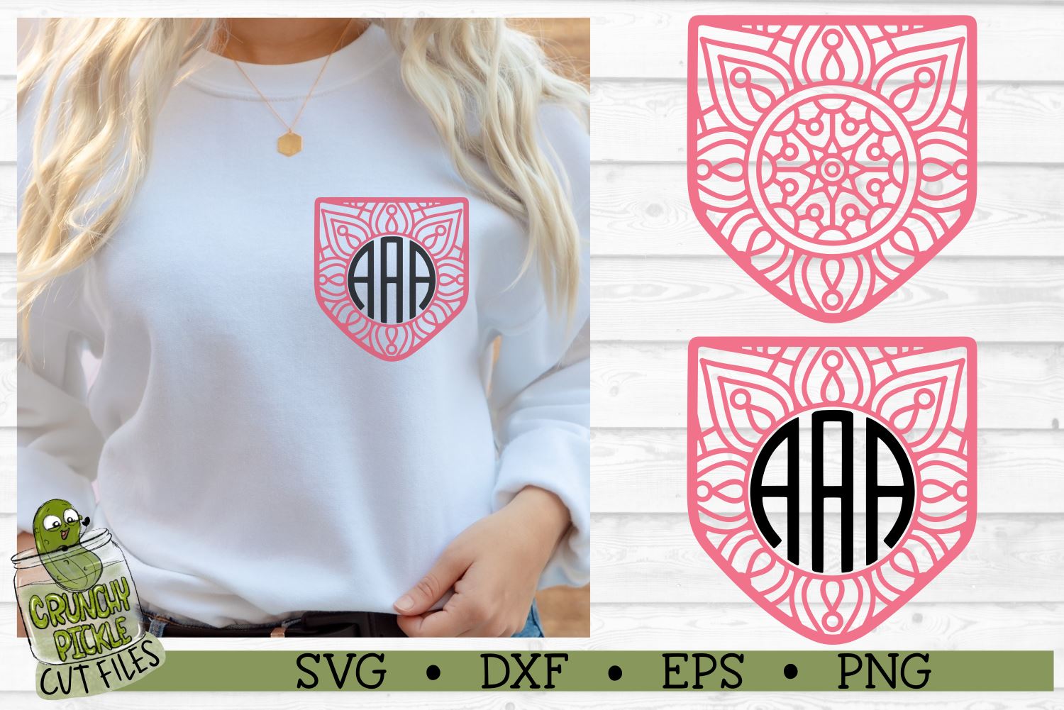 Download Pickle Pockets Monogram Shirt Pocket Mandala 2 Svg File So Fontsy