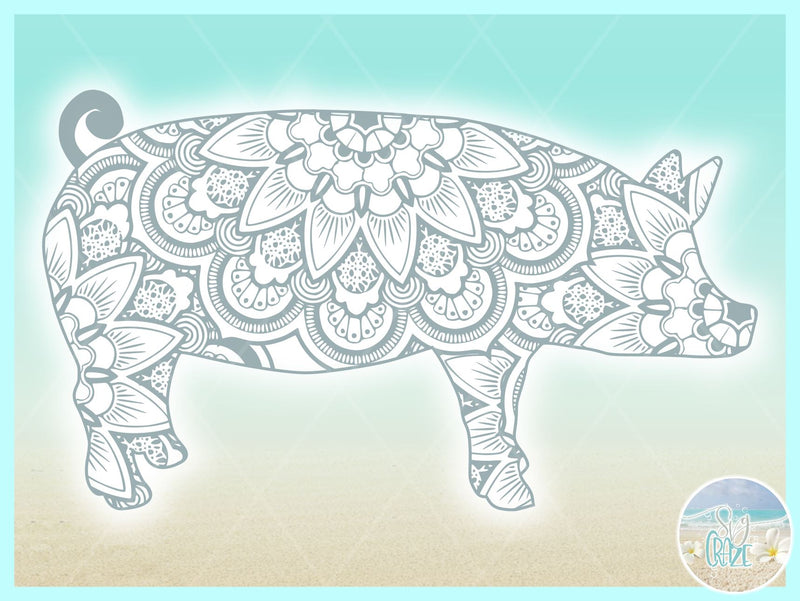 Pig Mandala Zentangle SVG - So Fontsy