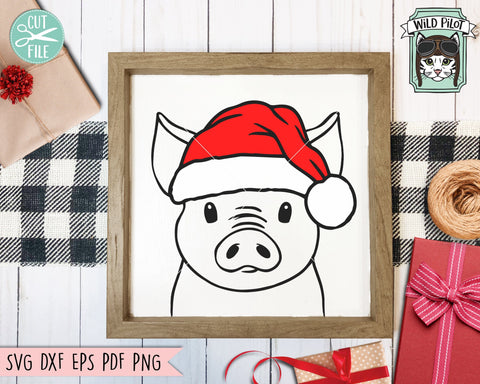 Download Pig Santa Hat Christmas Svg Cut File So Fontsy