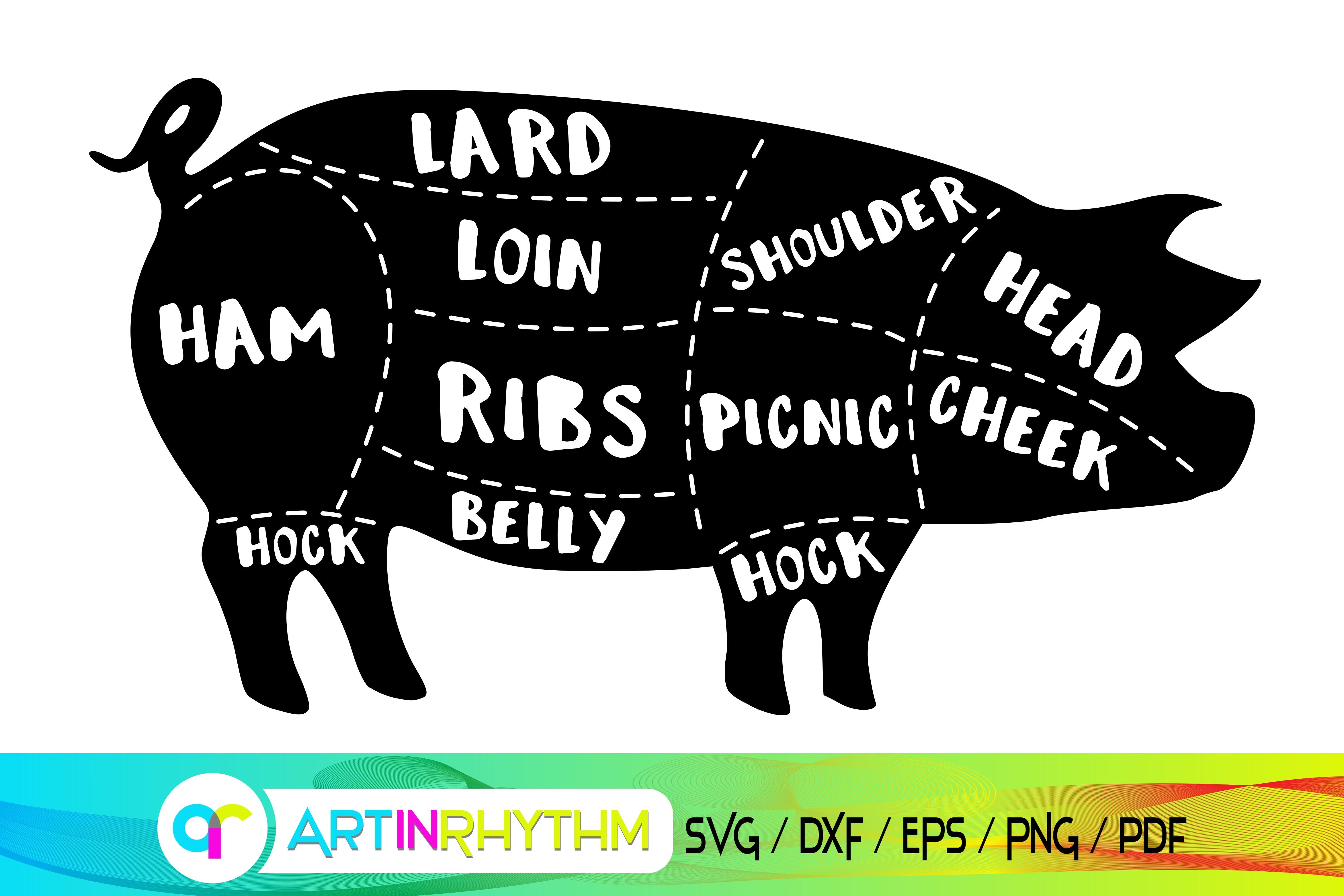Download Pig Svg Meat Cuts Meat Chart Butcher Svg Butchers Cut So Fontsy