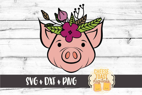 Download Pig With Floral Crown Pig Svg File So Fontsy