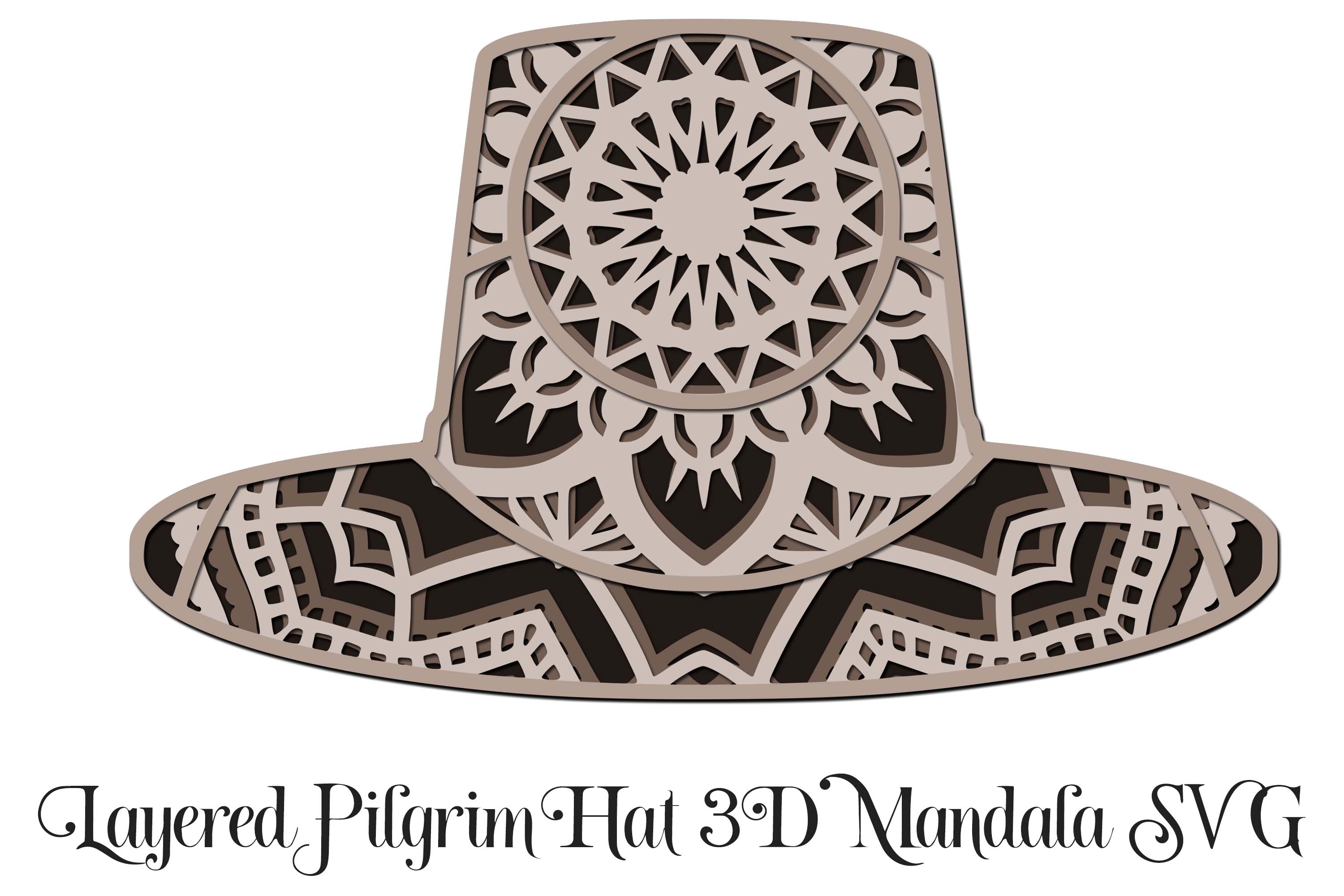 Download Pilgrim Hat Thanksgiving Mandala 3d Layered Svg So Fontsy