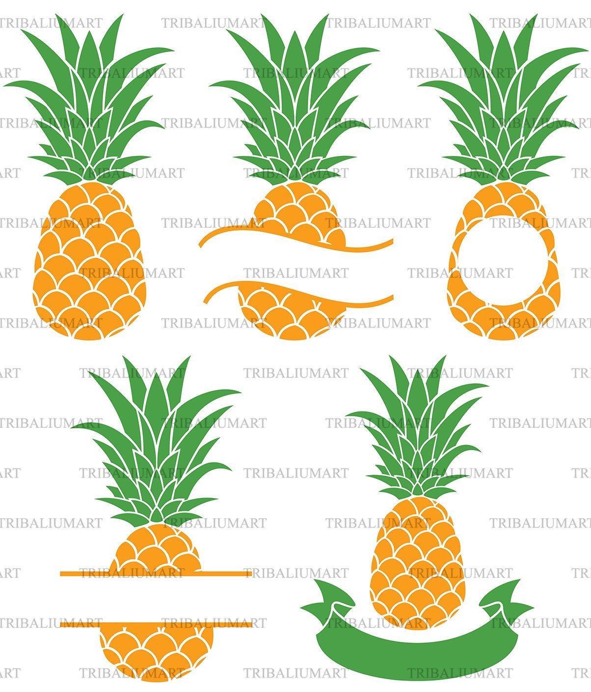 Download Pineapple Monogram Design Cut Files For Cricut Clip Art Silhouettes Eps Svg Pdf Png Dxf Jpeg So Fontsy