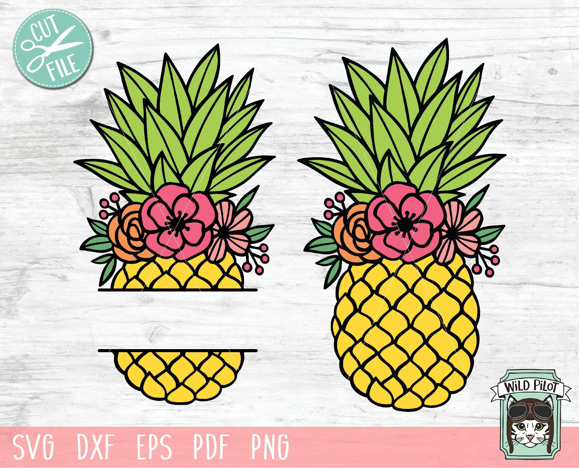 Download Pineapple Split Floral Monogram Frame Svg Cut File So Fontsy