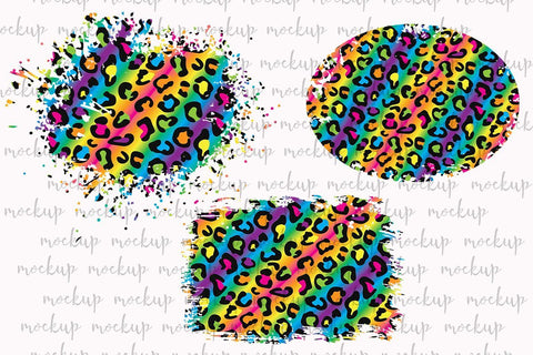 Download Png Distressed Leopard Print Rainbow Sublimation Patches Splash Design So Fontsy