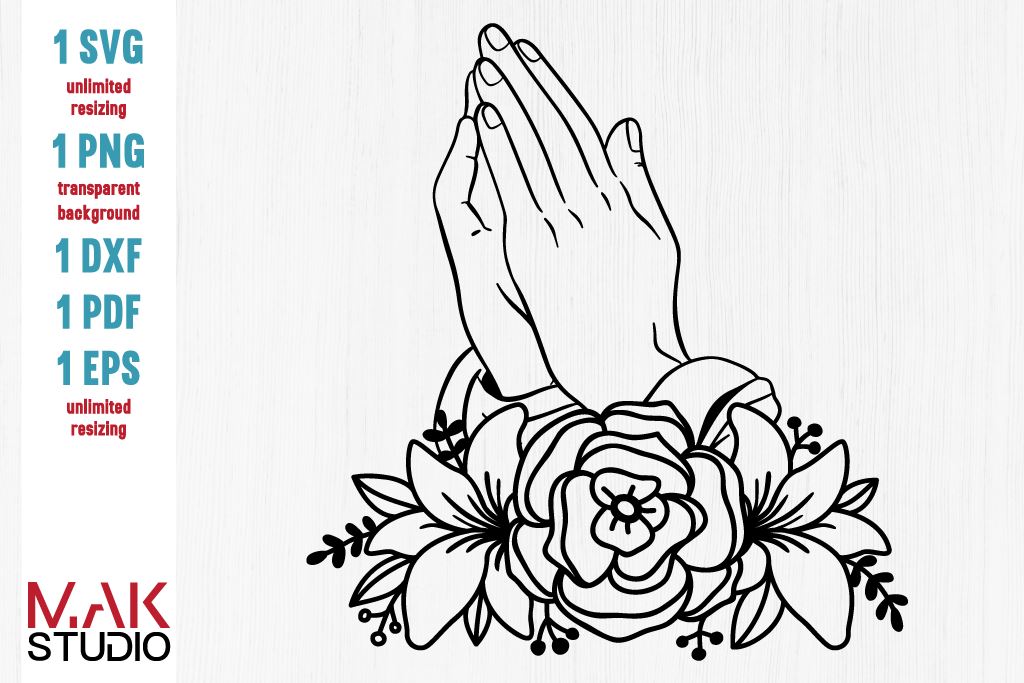 Prayer Hands With Rosary Svg