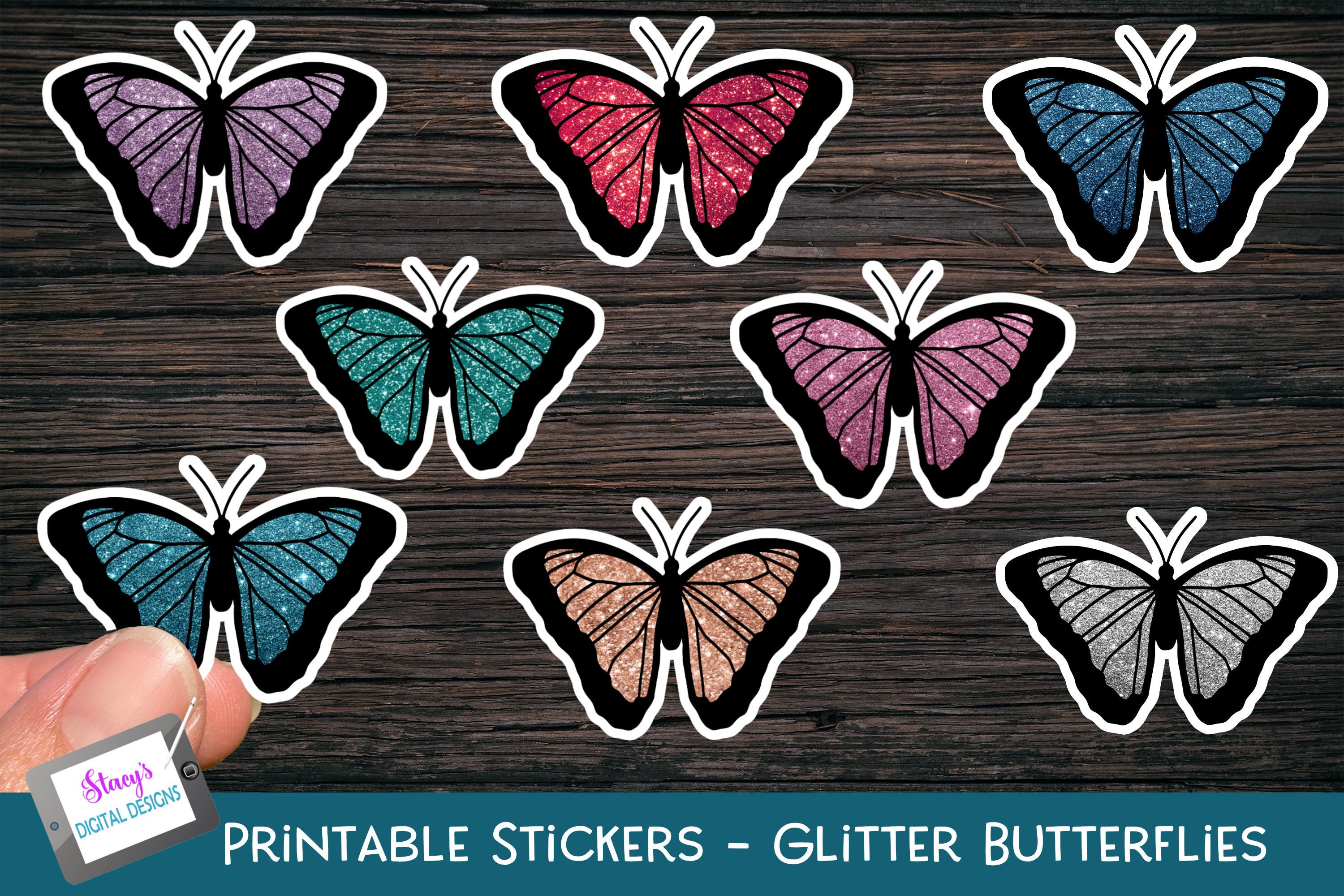 Download Printable Stickers Glitter Butterfly Stickers So Fontsy