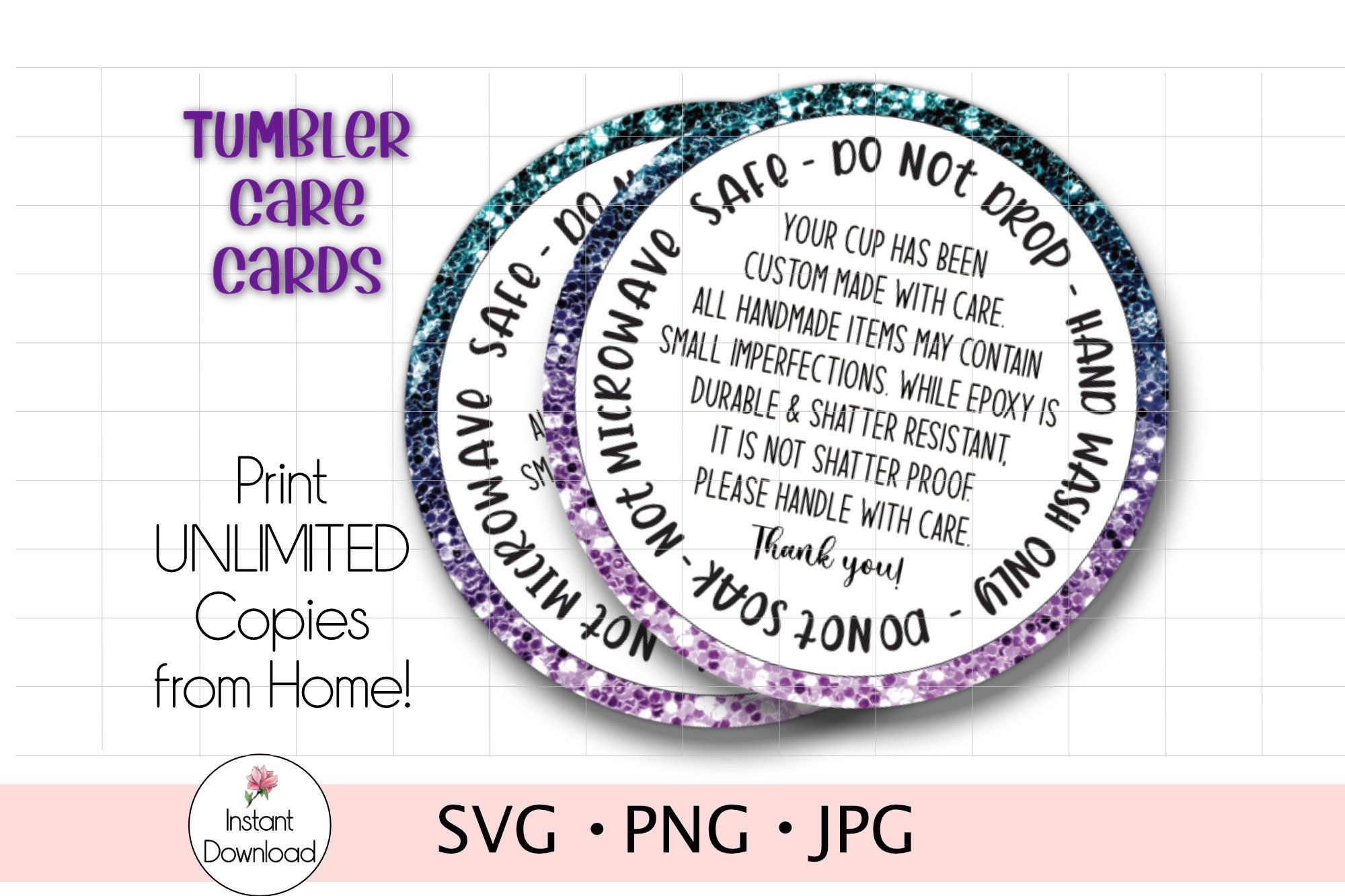 Download Printable Tumbler Care Card Png Jpg Print And Cut Wash Instructions So Fontsy