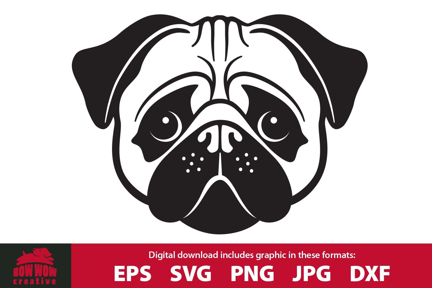 Download Pug Head Face Svg Cutting File Clipart So Fontsy