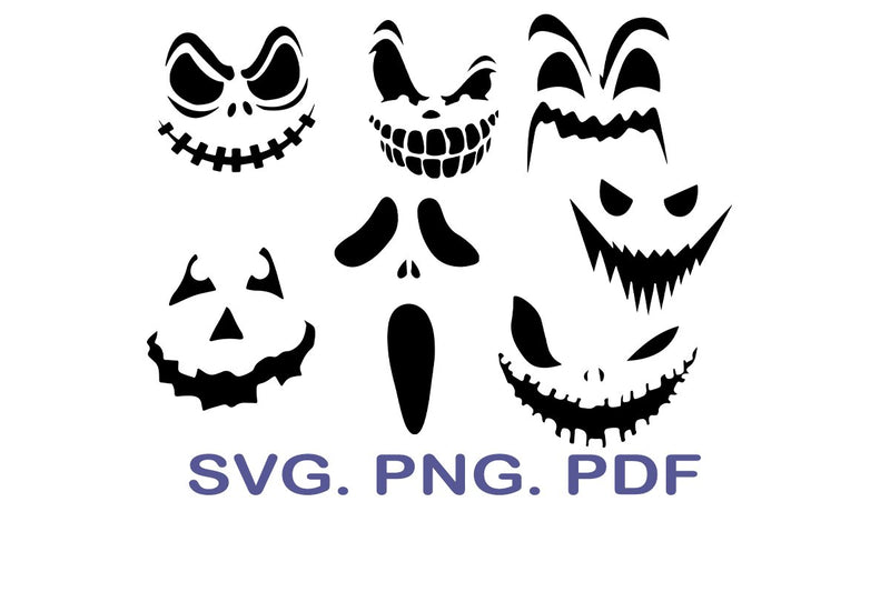 Pumpkin Face SVG Bundle, Halloween SVG - So Fontsy
