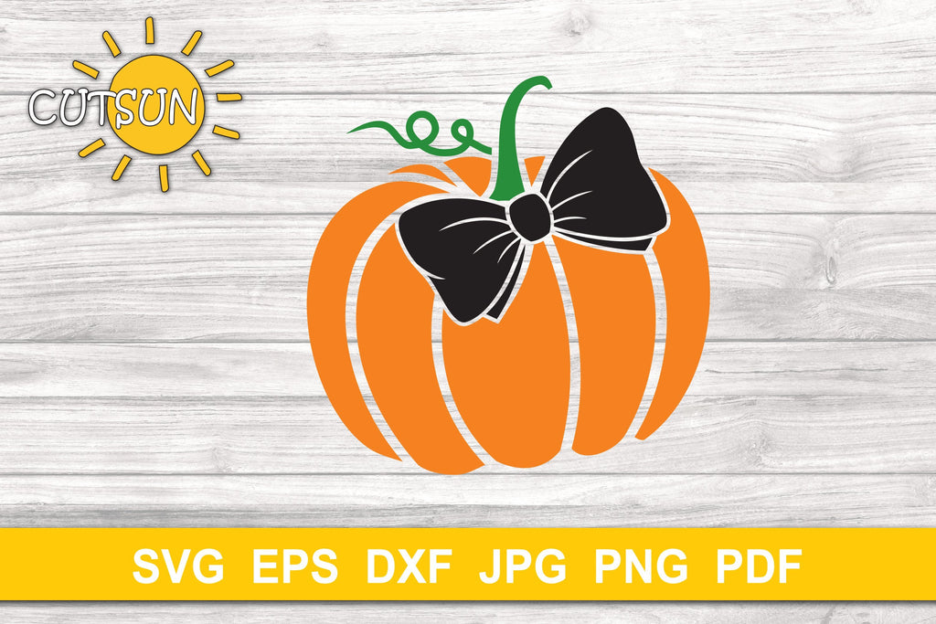 Pumpkin with a Bow SVG | Fall SVG - So Fontsy