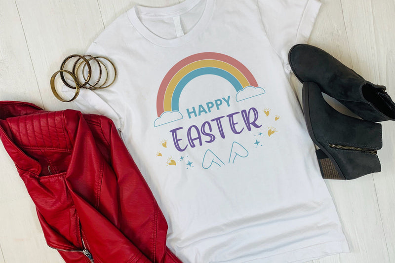 Download Rainbow Happy Easter Svg, Easter Svg, Rainbow svg, Clouy ...