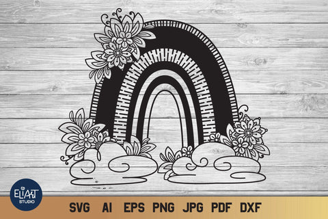 Download Rainbow Svg Boho Rainbow Cloud Svg With Flowers So Fontsy