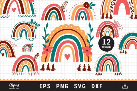 Download Rainbow Svg Cut Files Boho Rainbow Svg Dxf Png Eps So Fontsy
