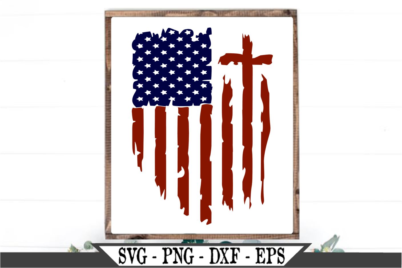 Download Red Blue Distressed American Flag With Cross Svg Vector Cut File So Fontsy