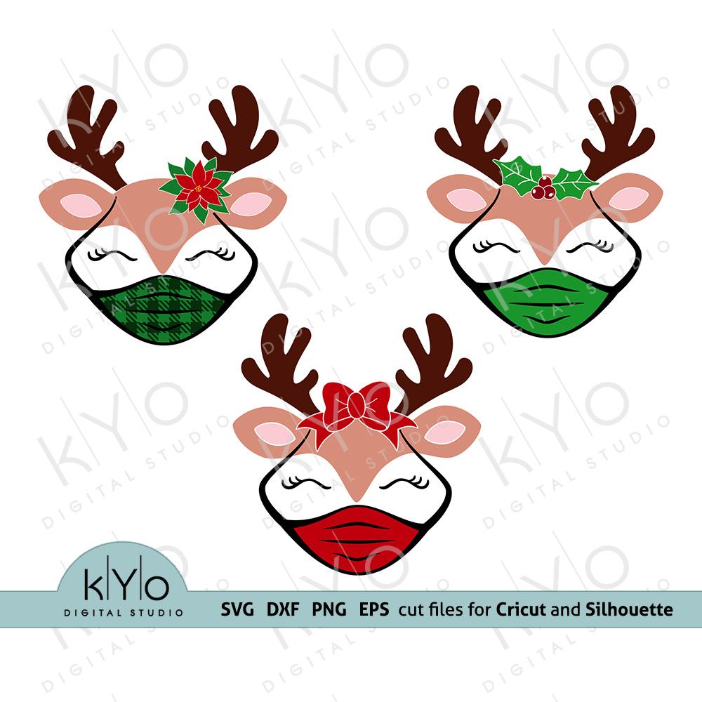 Download Reindeer Face With Face Mask Bundle Svg Cut Files So Fontsy