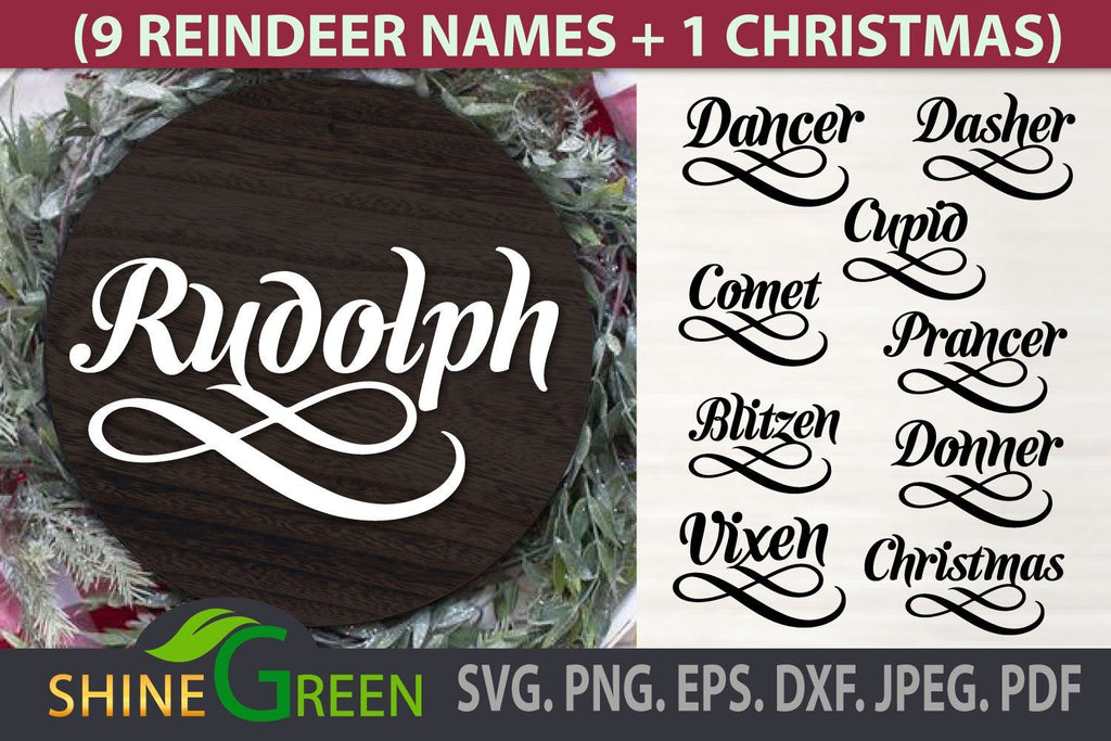 Download Reindeer Names SVG Christmas Ornaments Bundle - So Fontsy