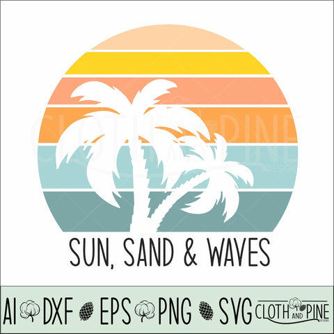 Download Retro Sunset Sun Sand And Waves So Fontsy