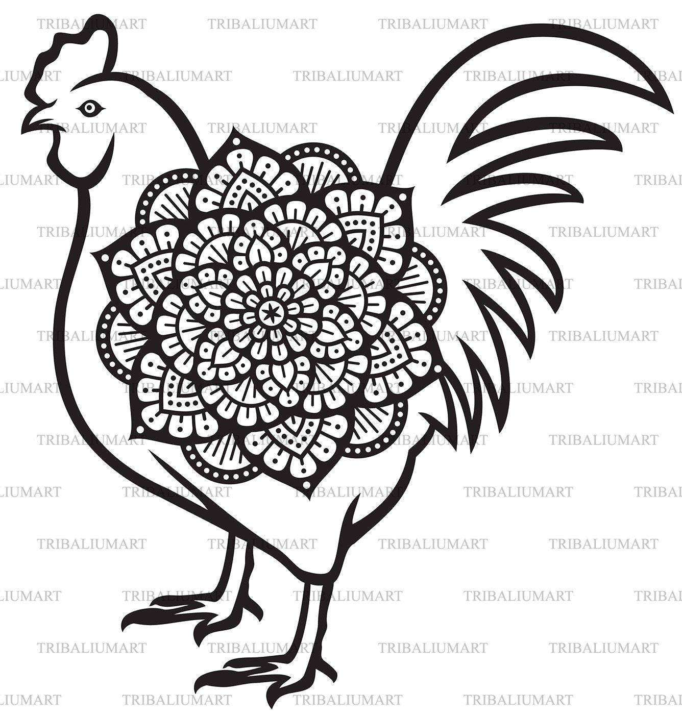 Free Rooster Mandala Svg