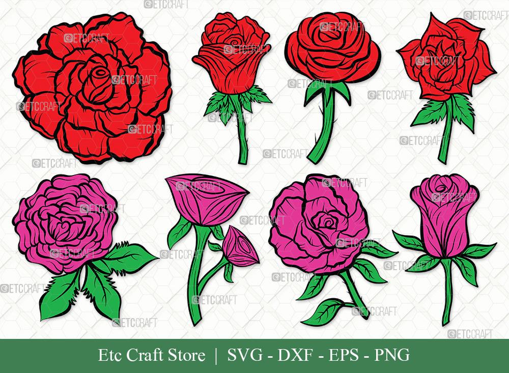 Download Rose Flower Clipart Svg Cut Files Rose Flower Clipart Bundle Rose Flower Outline Vector Cutting Files Floral Svg Eps Dxf Png So Fontsy