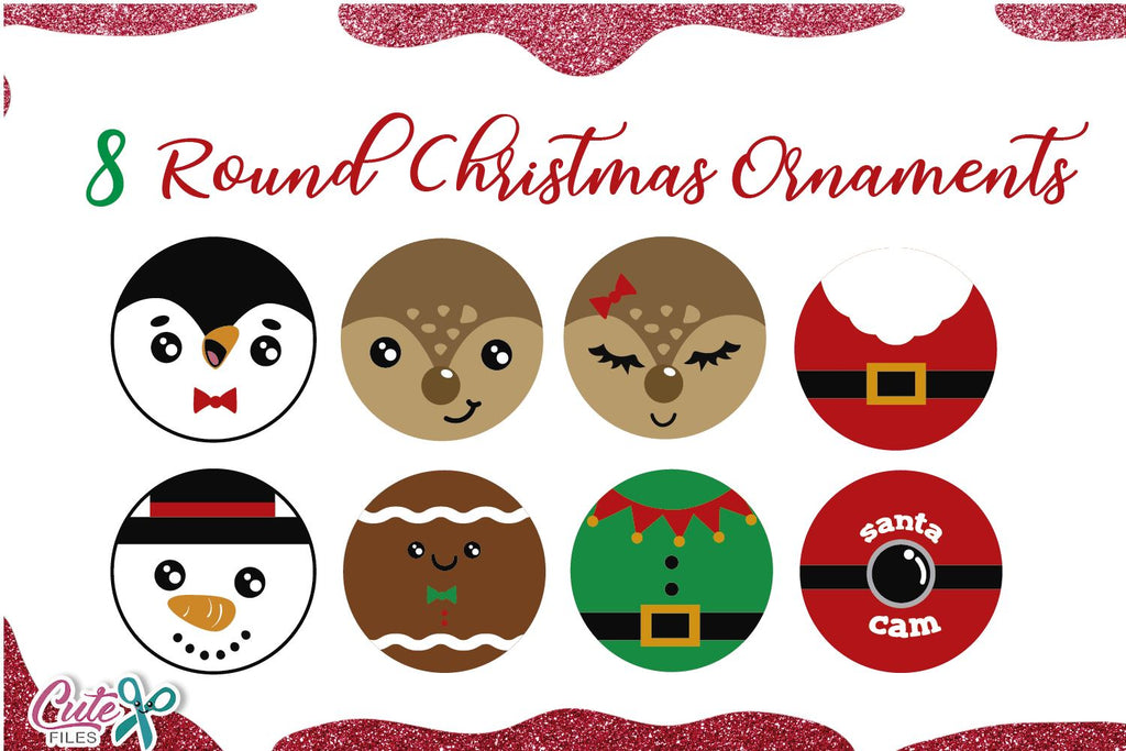 Round Christmas Ornament svg bundle cut file - So Fontsy