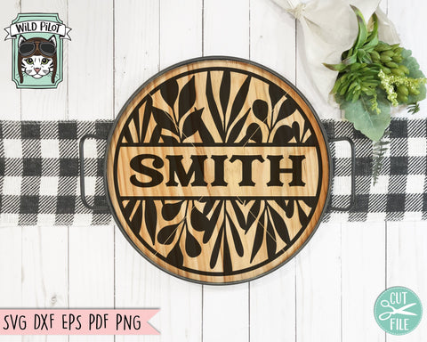 Download Round Leaf Split Monogram Frame Svg Cut File So Fontsy