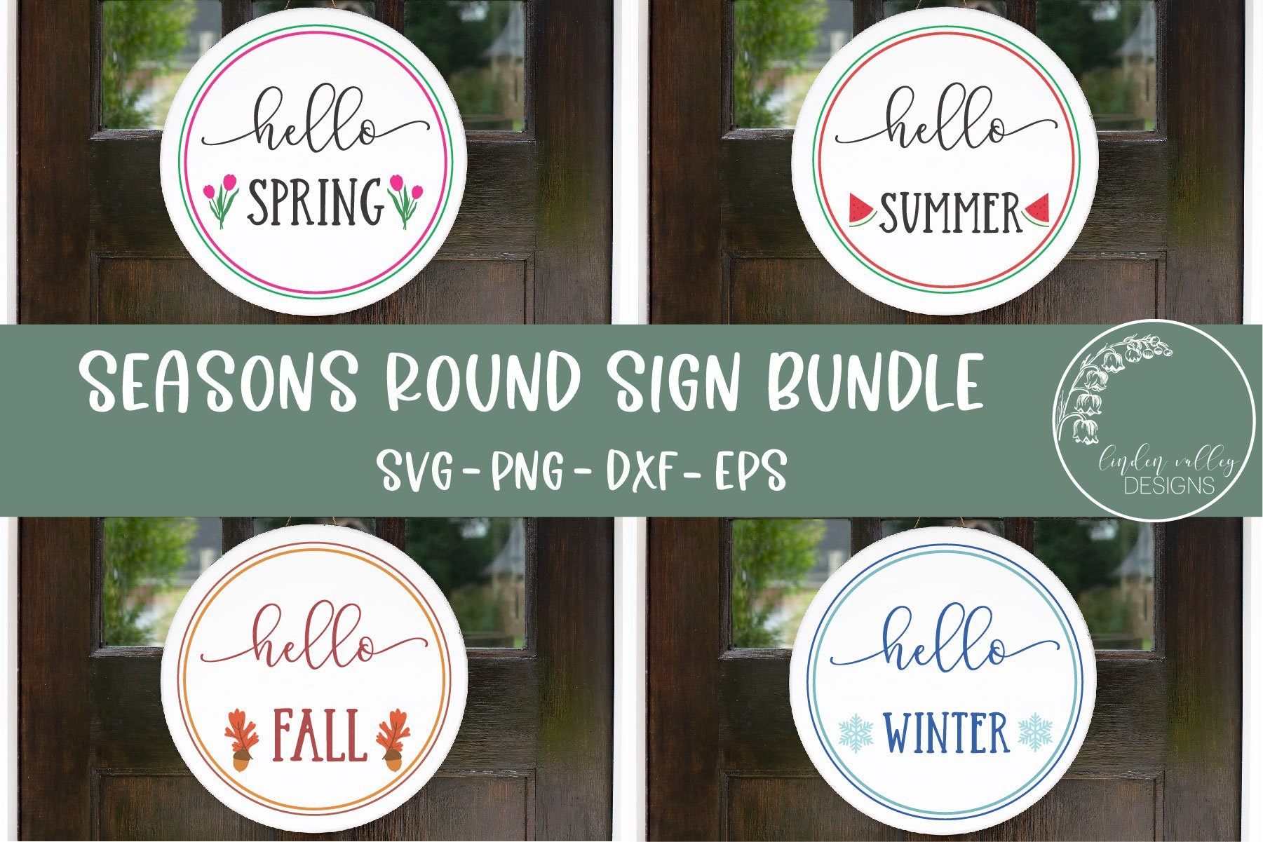 Download Seasons Round Wood Sign Bundle Farmhouse Door Hanger Svg So Fontsy