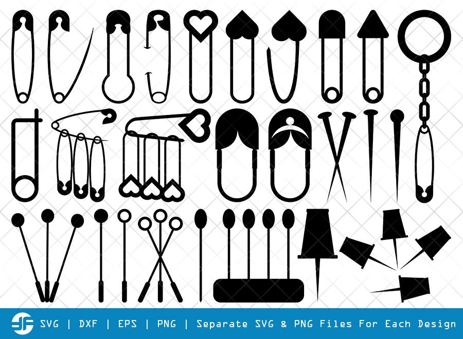 Download Safety Pin Svg Cut Files Open Safety Pin Silhouette So Fontsy