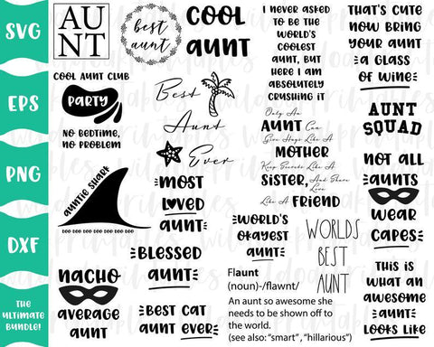 Download Sale 60 Designs Ultimate Aunt Svg Bundle Auntie Svg Auntie Svg Best Auntie Svg Blessed Aunt Svg Cat Aunt Svg Funny Aunt Auntie Shark Svg So Fontsy