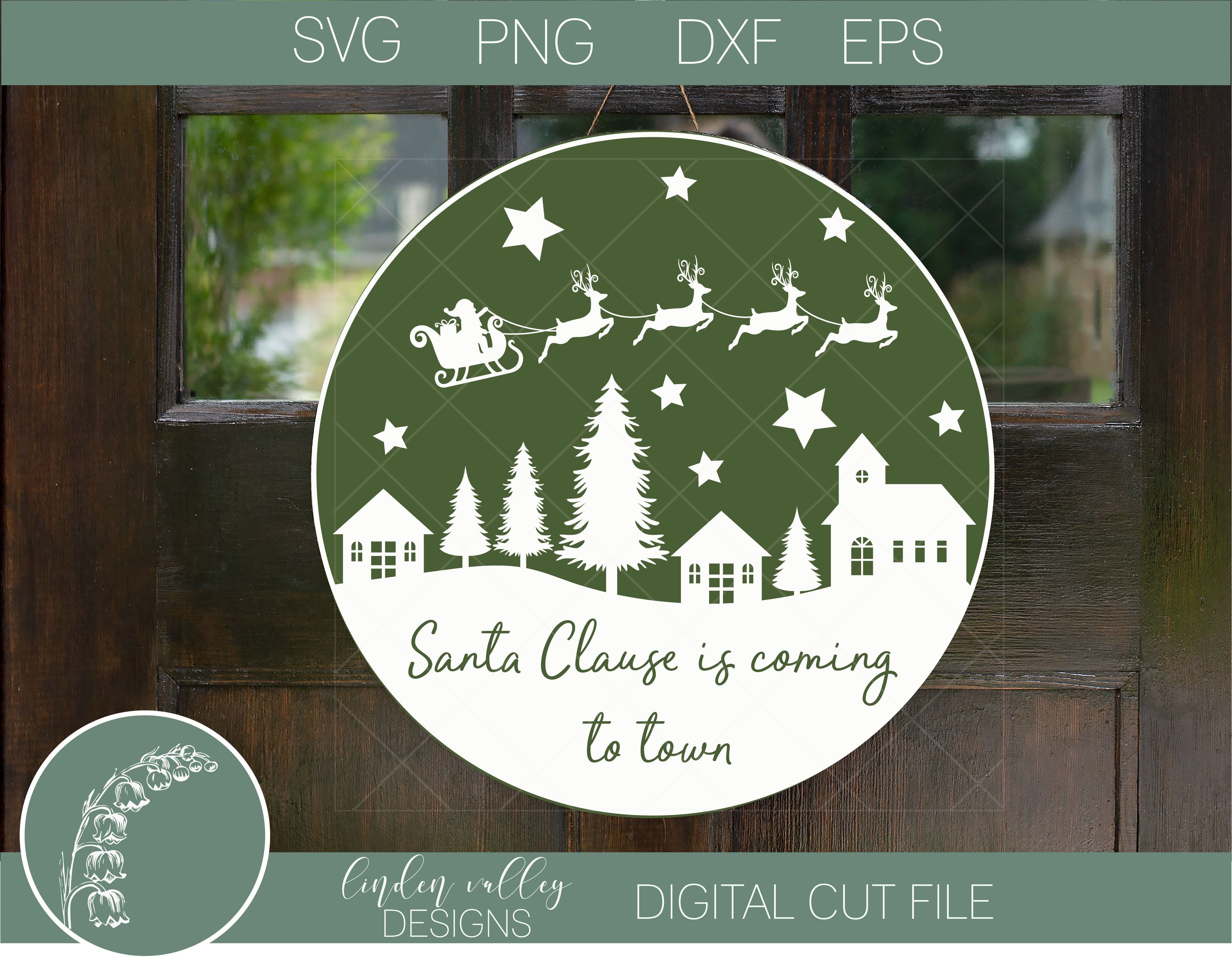Download Santa Claus Is Coming To Town Christmas Svg Round Wood Sign Svg So Fontsy