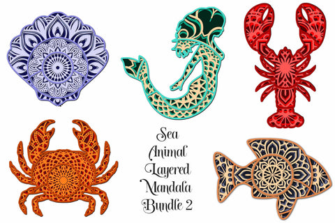 Download Sea Animal Svg Layered Mandala Bundle Ii Crab Lobster Mermaid Fish Seashell So Fontsy