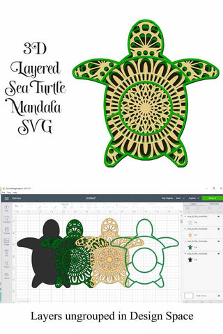 Download Sea Turtle Mandala Layered Svg So Fontsy