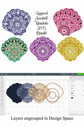 Download Seashell Mandala Bundle 3d Layered Svg Files 5 Different Designs So Fontsy