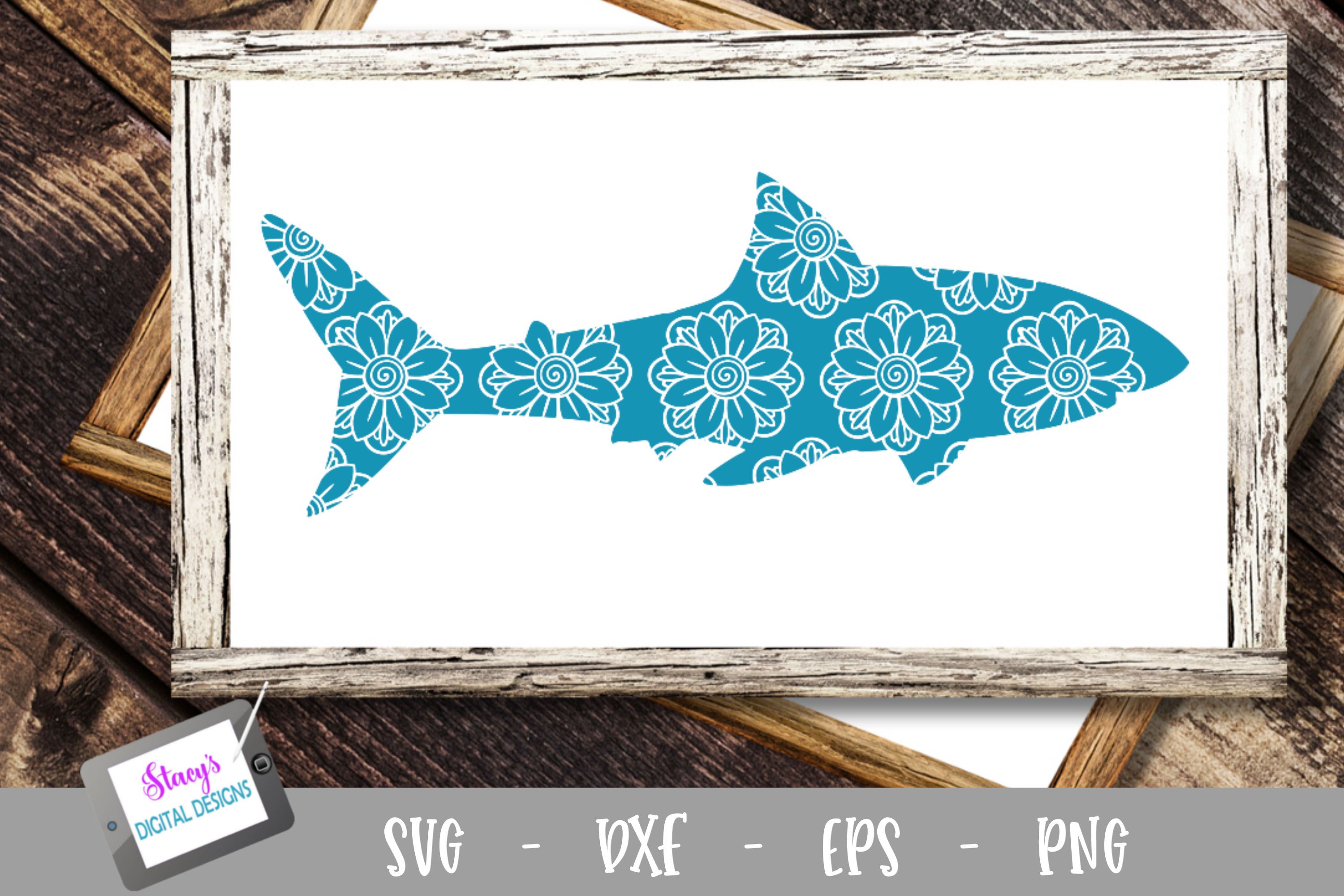 Download Shark Svg Shark With Floral Mandala Pattern So Fontsy
