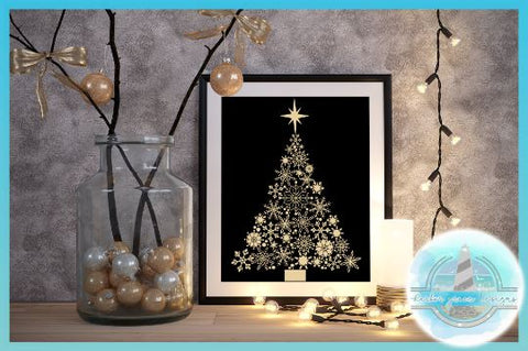 Download Snowflake Christmas Tree With Star Svg Dxf Eps Png Pdf So Fontsy