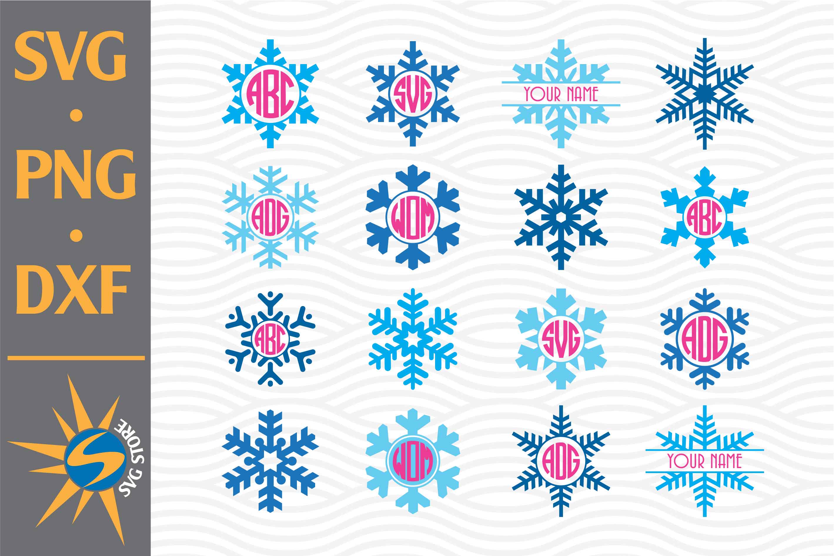 Snowflake Monogram Svg Png Dxf Digital Files Include So Fontsy