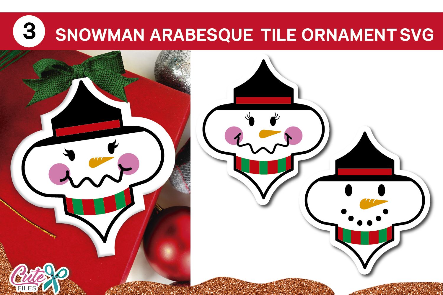 Snowman Christmas Arabesque Tile Svg Cut File So Fontsy